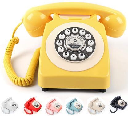 Audio Guest Book Wedding Phone, Record Customized Audio Message with Guest Book Retro Phone Audio GuestBook for Wedding Birthday Party Confession Audio Message Voicemail (Yellow)