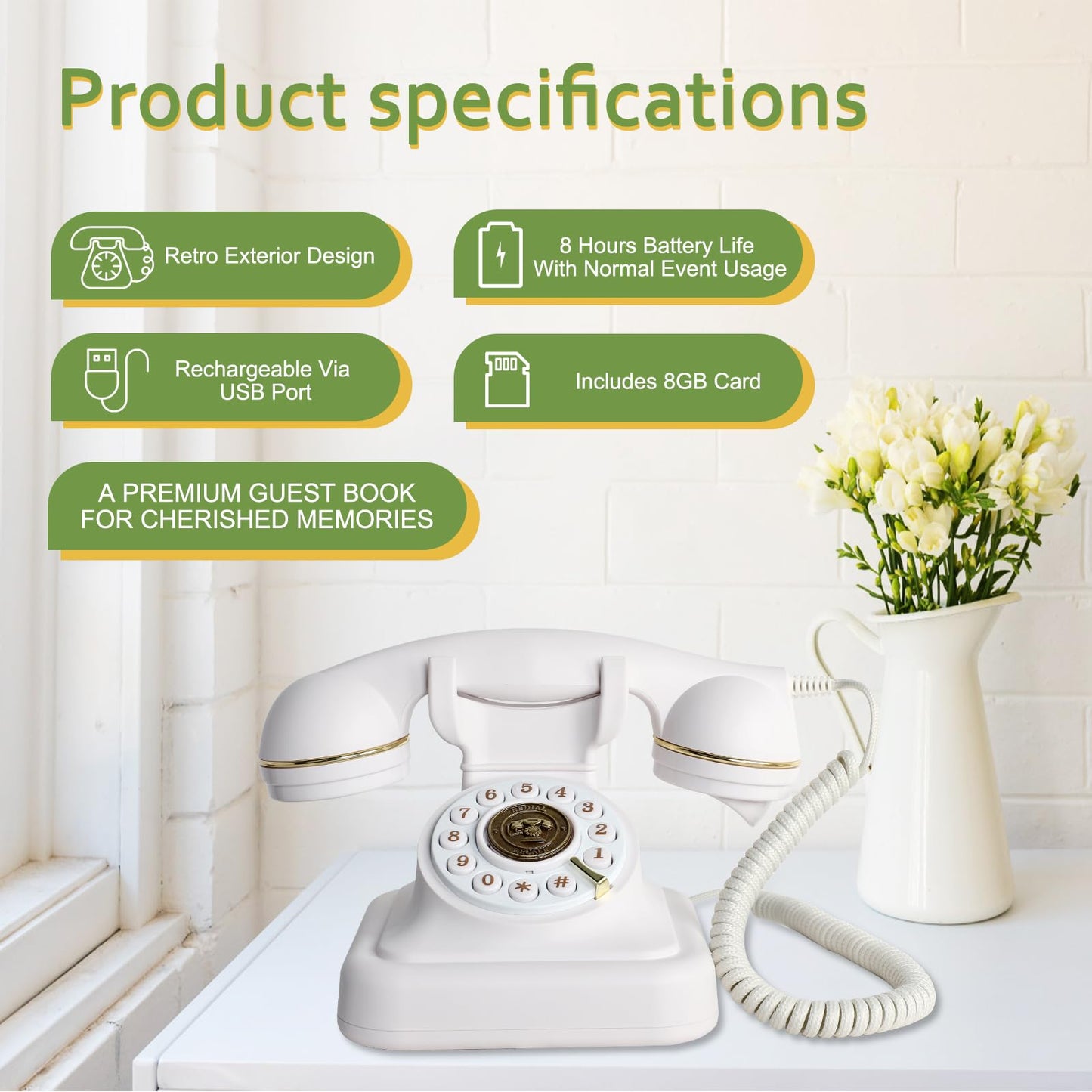 Audio Guest Book Wedding Phone- Record Customized Audio Messages with GuestBook – A Personal and Convenient Way to Preserve Your Special Occasions