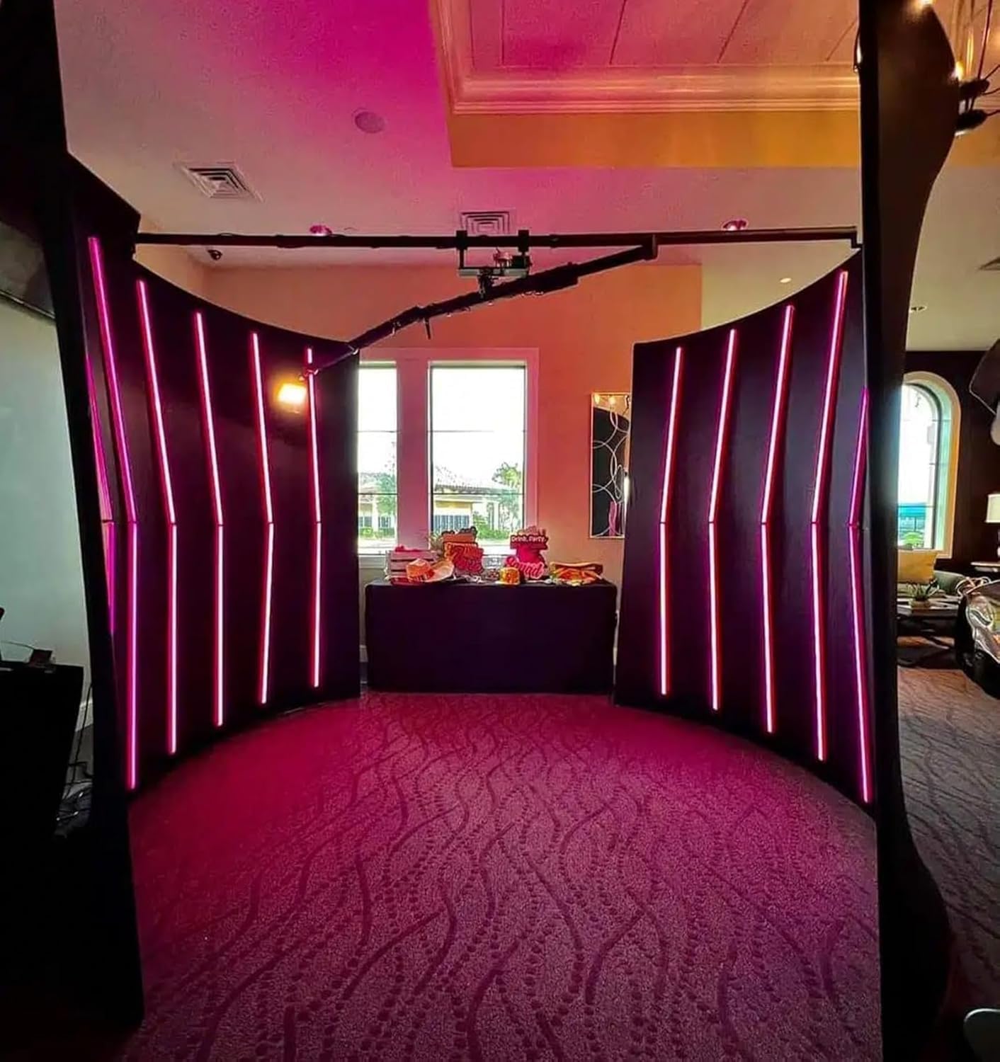 360 Photo Booth Enclosure with RGB LED Light Strip Suitable for Photobooth Machines Take Photos with Customized Logo 360 Photobooth Backdrop for Show /Party/Wedding