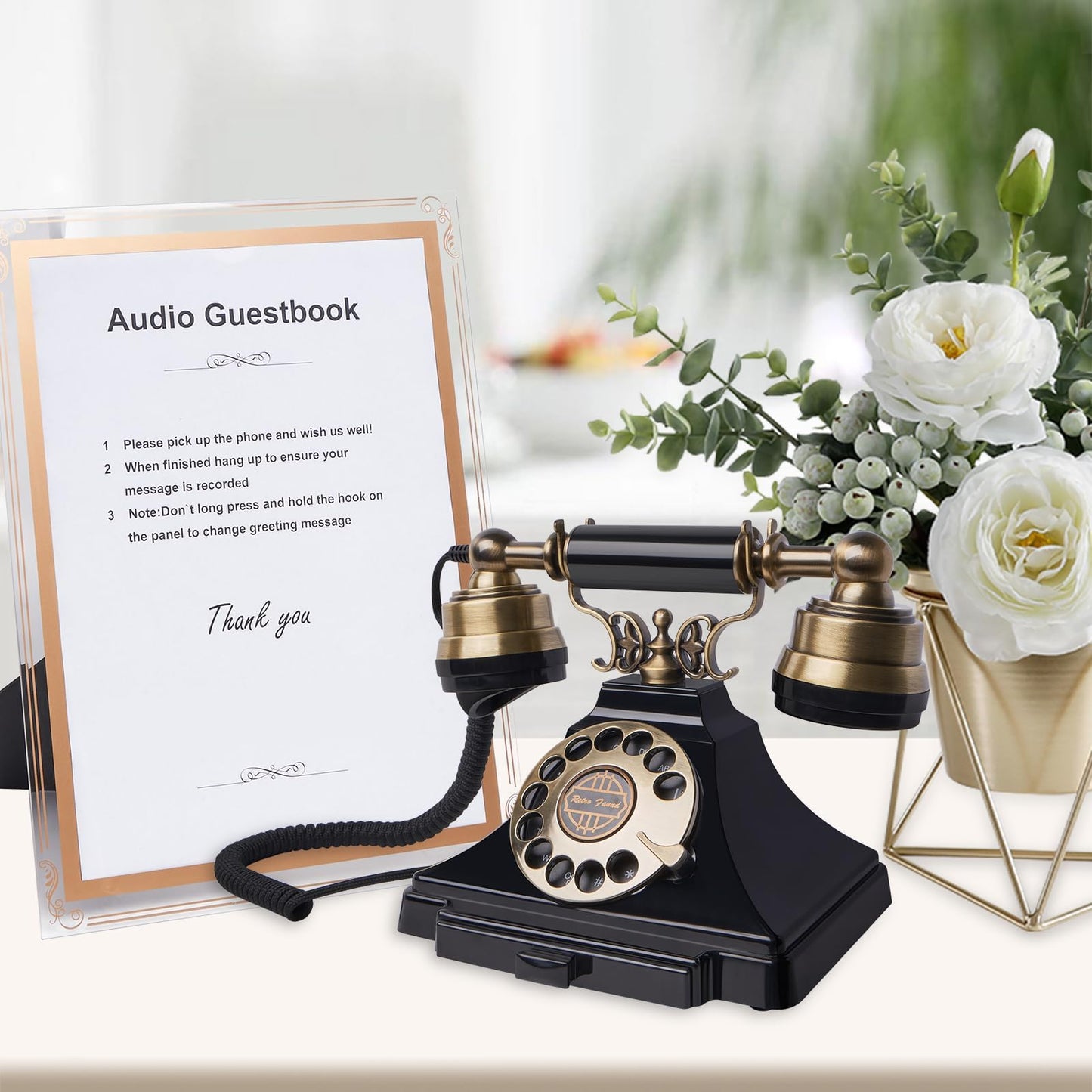 Audio Guest Book Wedding Phone- 2024 Record Customized Audio Messages with GuestBook Audio Guest Book Phone for Parties