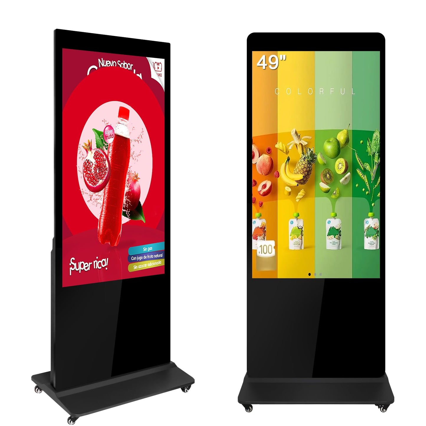 Digital Signage Displays Kiosks Advertizing Screen IPS Full HD LCD Screen Floor Standing Digital Interactive Display with WiFi HDMI/USB Input Auto AD Player, Android OS