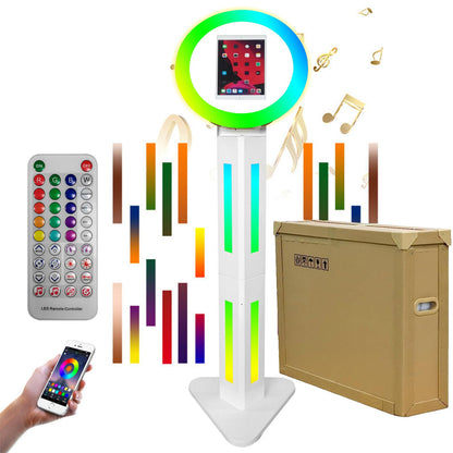 Portable Photo Booth Shell Selfie Machine Adjustable Stand Photobooth with RGB LED Ring Light for Wedding Christmas
