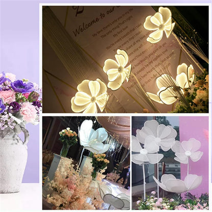 4PCS Glow Peony Flower LED Light Floor Lamp Wedding Decoration Props Guide Wrought Iron Petal Background Screen Welcome Area Guide Road Leading for Wedding Party Decor Rent Event