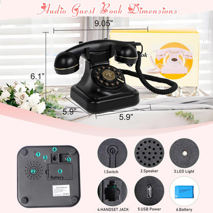 Audio Guest Book Wedding Phone Customized Audio Message Left with GuestBook Telephone Retro Audio for Wedding Event