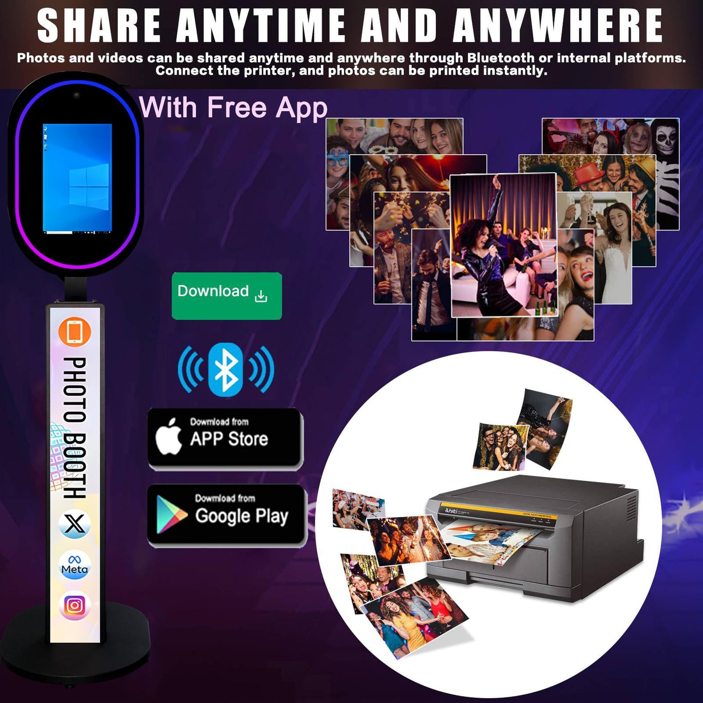 Mirror Photo Booth with Camera APP Software Magic Selfie Station Shell Stand Customized Logo Photobooth Machine Touch Screen with Ring Light and Flight Case for Events Wedding Rental