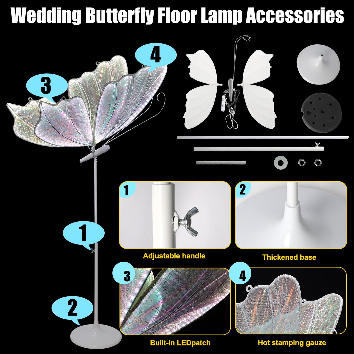 Wedding Butterfly Floor lamp Decoration Lights Creative Luminous Butterfly Ceiling Lamp Butterfly Hanging Decoration Props for Wedding Party