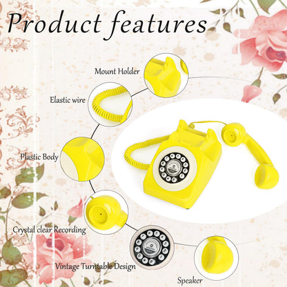 Audio Guest Book Wedding Phone, Record Customized Audio Message with Guest Book Retro Phone Audio GuestBook for Wedding Birthday Party Confession Audio Message Voicemail (Yellow)