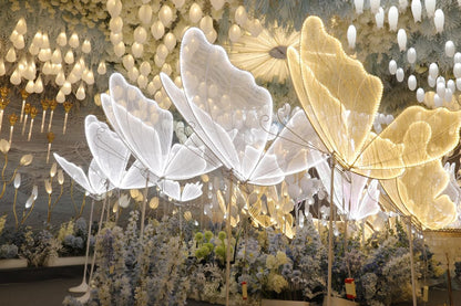 Led Butterfly Lights Wedding Background Decorative Props Luminous Butterfly Road Guide Lighting Butterfly for Party Wedding Event Decoration