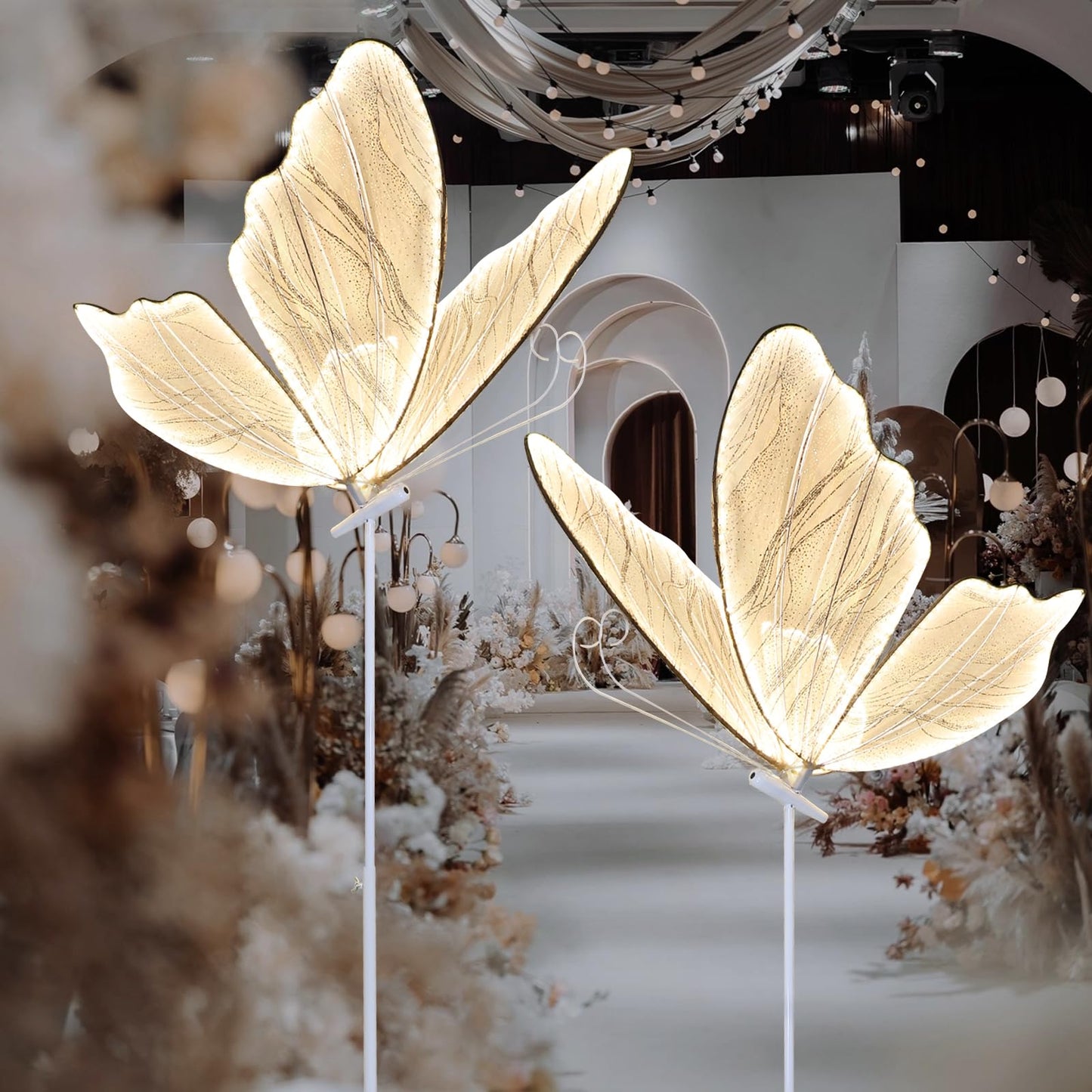 Wedding Butterfly Decoration Floor Lamp, 2PCS Butterfly Lamp Ceiling Decoration Props for Wedding Party Birthday Rental Business