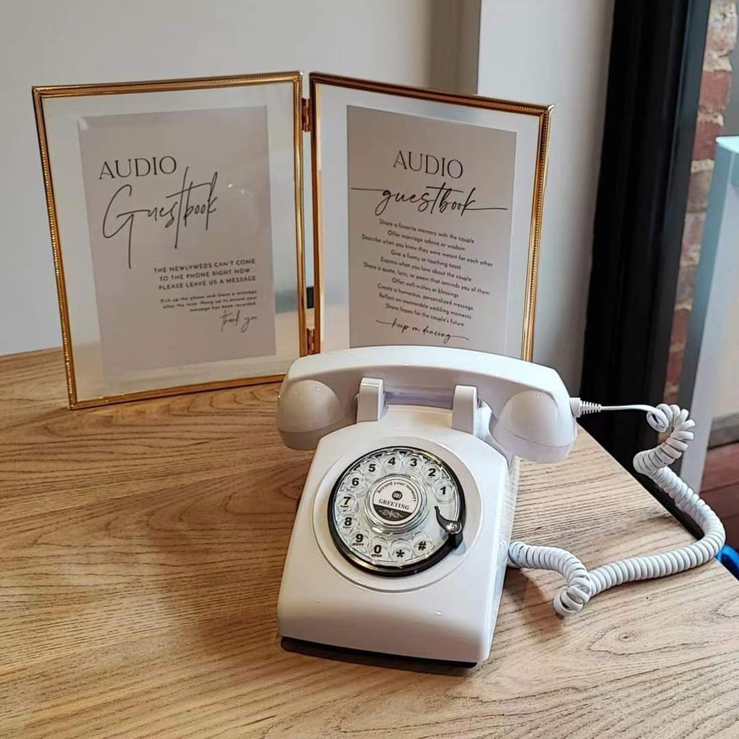 Audio Guest Book Wedding Phone Record Customized Audio Messages Left with Audio Guestbook Confessions Phone Record for Parties Weddings Event Birthdays Rentals (White)