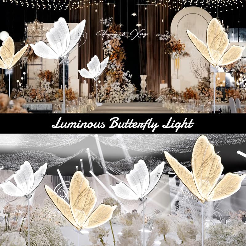 Led Butterfly Lights Wedding Background Decorative Props Luminous Butterfly Road Guide Lighting Butterfly for Party Wedding Event Decoration