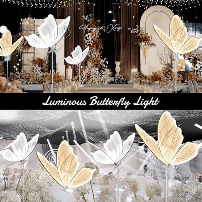 Led Butterfly Lights Wedding Background Decorative Props Luminous Butterfly Road Guide Lighting Butterfly for Party Wedding Event Decoration