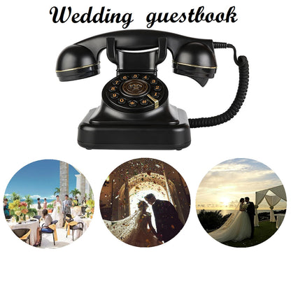 Audio Guest Book for Wedding Phone Audio GuestBook Record Customized Audio Messages Guest Book Classic Retro Style for Parties Birthdays Rentals (Black-Retro)