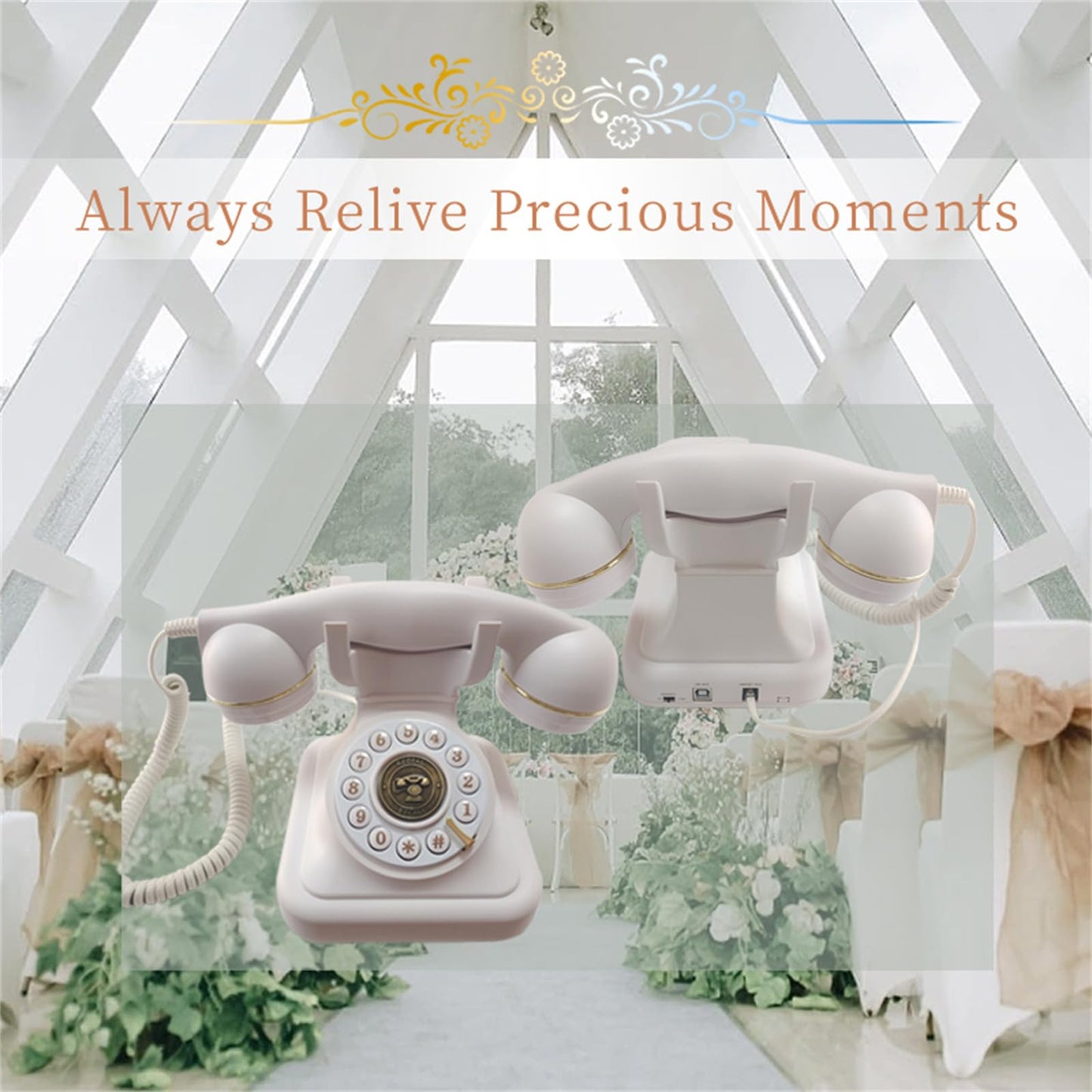 Audio Guest Book Phone Audio GuestBook for Weddings Record Customized Audio Messages Guest Book Classic Retro Style for Parties Birthdays Rentals Confessions Special Occasions (White)