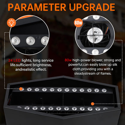 Fake Fire Flame Light with 36 LED Light 5ft Artificial Simulated Flames Lamp Atmosphere Effect for Stage Halloween DJ Party Lighting Nightclub Campfire Party Special Holiday