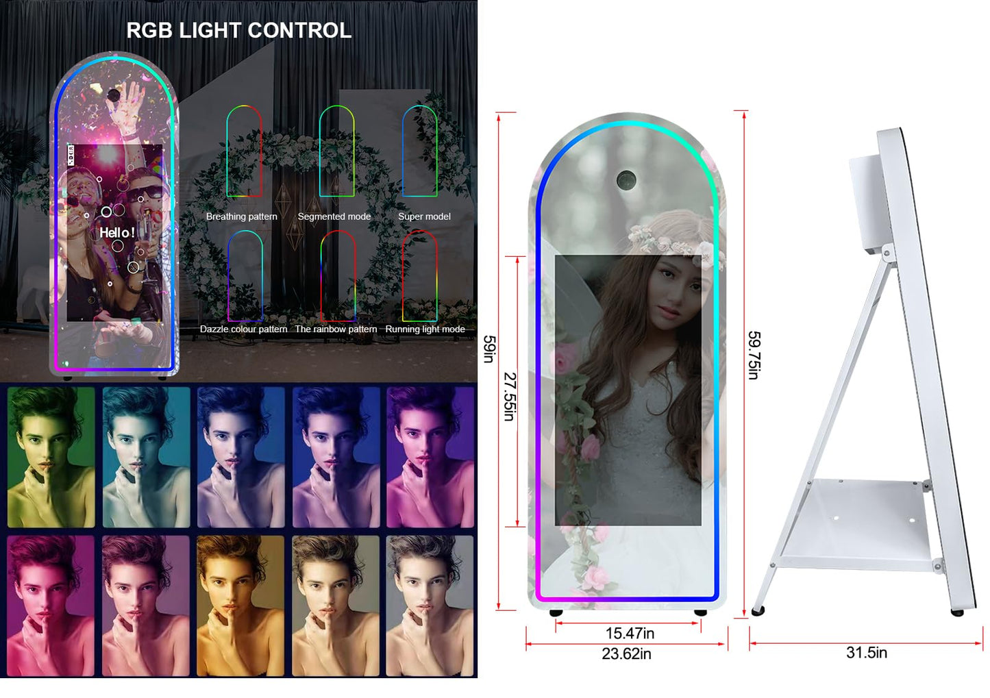 Magic Mirror Photo Booth for Camera, with 32in Touch All-in-one, Selfie Camera Photo Booth Selfie Station, Flight Case,for Parties,Wedding,Exhibition