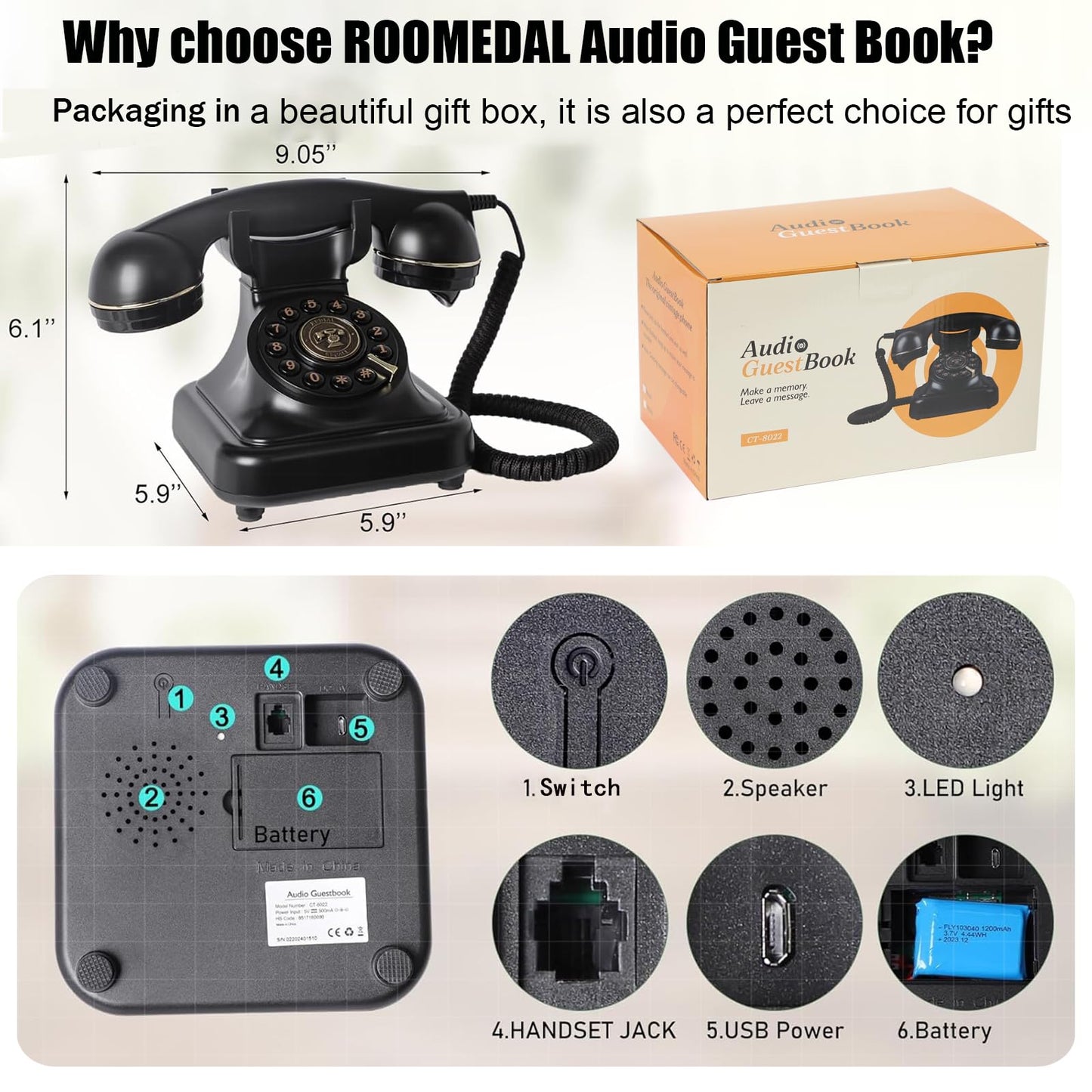 Audio Guest Book Wedding Phone- Record Customized Audio Messages with GuestBook – A Personal and Convenient Way to Preserve Your Special Occasions