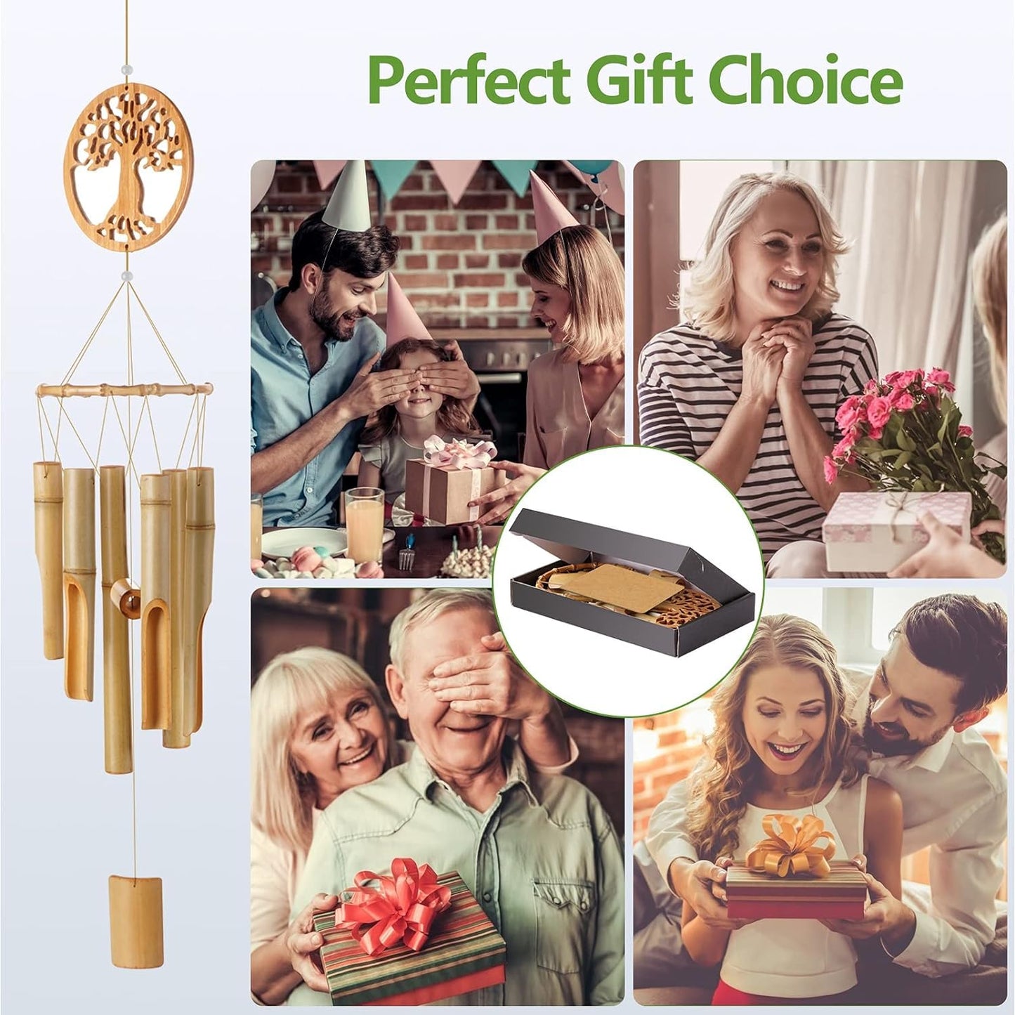 Tree of Life Bamboo Wind Chimes Handmade Wooden Nusic Chimes, Which has Natural Beautiful Sound Apply to Garden,Patio,Home or Outdoor Decor