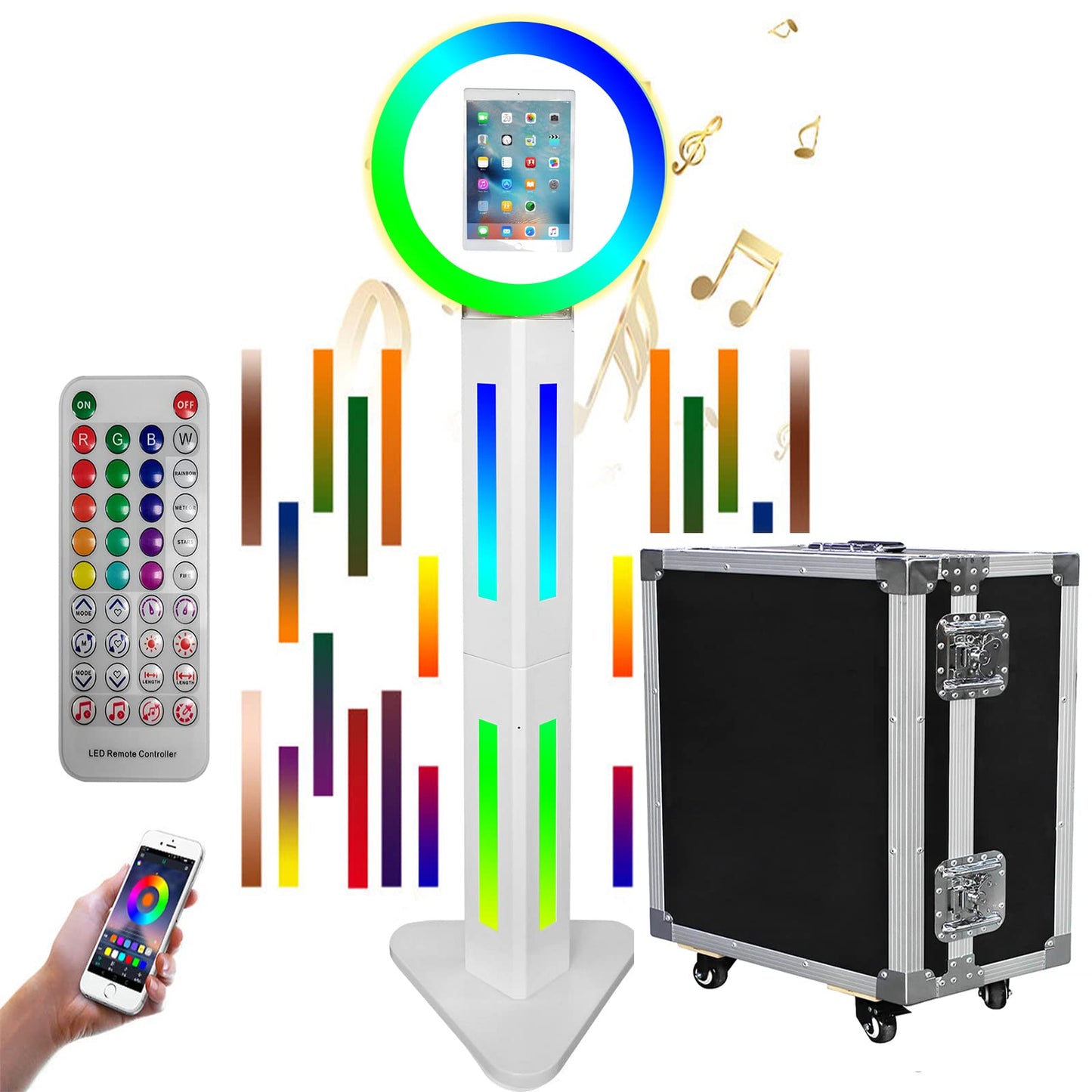 Portable Photo Booth Shell Selfie Machine Adjustable Stand Photobooth with RGB LED Ring Light for Wedding Christmas