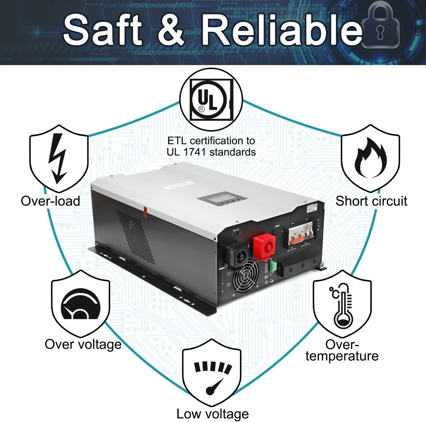 UL1741 12000KW 110/220Vac Low Frequency Split Phase, DC 48V AC Input 240V AC Output 120V 240V Power Pure Sine Wave Power Inverter with 2x60A MPPT Solar Charger Controller