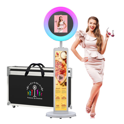 Portable Photo Booth Selfie Machine Portable Metal Shell Adjustable Stand Photobooth for Events Wedding Christmas