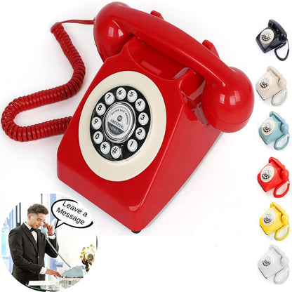 Audio Guest Book Wedding Phone with Rotation Dial Record Customized Audio Message Left with GuestBook Ideas Telephone Retro Audio for Wedding Event Birthday Party Message Voicemail