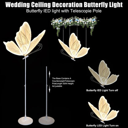 Wedding Butterfly Floor lamp Decorations lamps Creative Ceiling Lamp Butterfly Hanging Decoration Props LED Romantic Lights for Party Rental Business