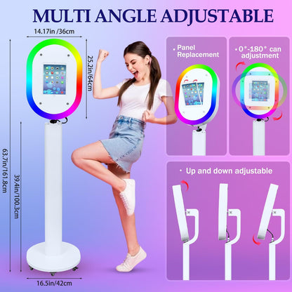 Portable iPad Photo Booth Stand with RGB Ring Light
