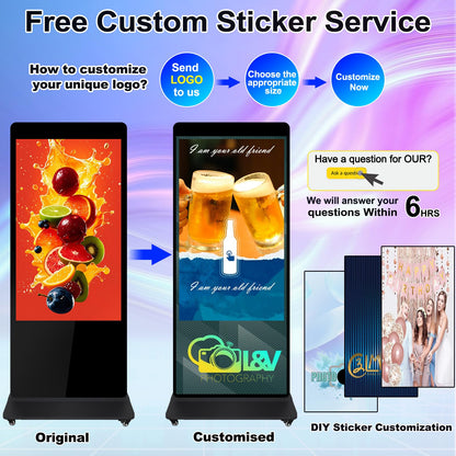 Digital Signage Displays Kiosks Advertizing Screen IPS Full HD LCD Screen Floor Standing Digital Interactive Display with WiFi HDMI/USB Input Auto AD Player, Android OS