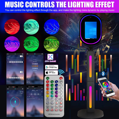 Mirror Photo Booth with Camera and APP Software Magic Selfie Station Shell Stand Photobooth Machine Touch Screen with Ring Light and Trolley Flight Case for Events Wedding Rental Halloween