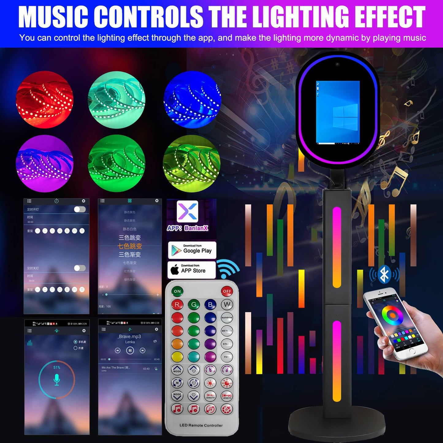 Mirror Photo Booth with Camera APP Software Magic Selfie Station Shell Stand Photobooth Machine Touch Screen with Ring Light and Trolley Flight Case for Events Wedding Rental Christmas