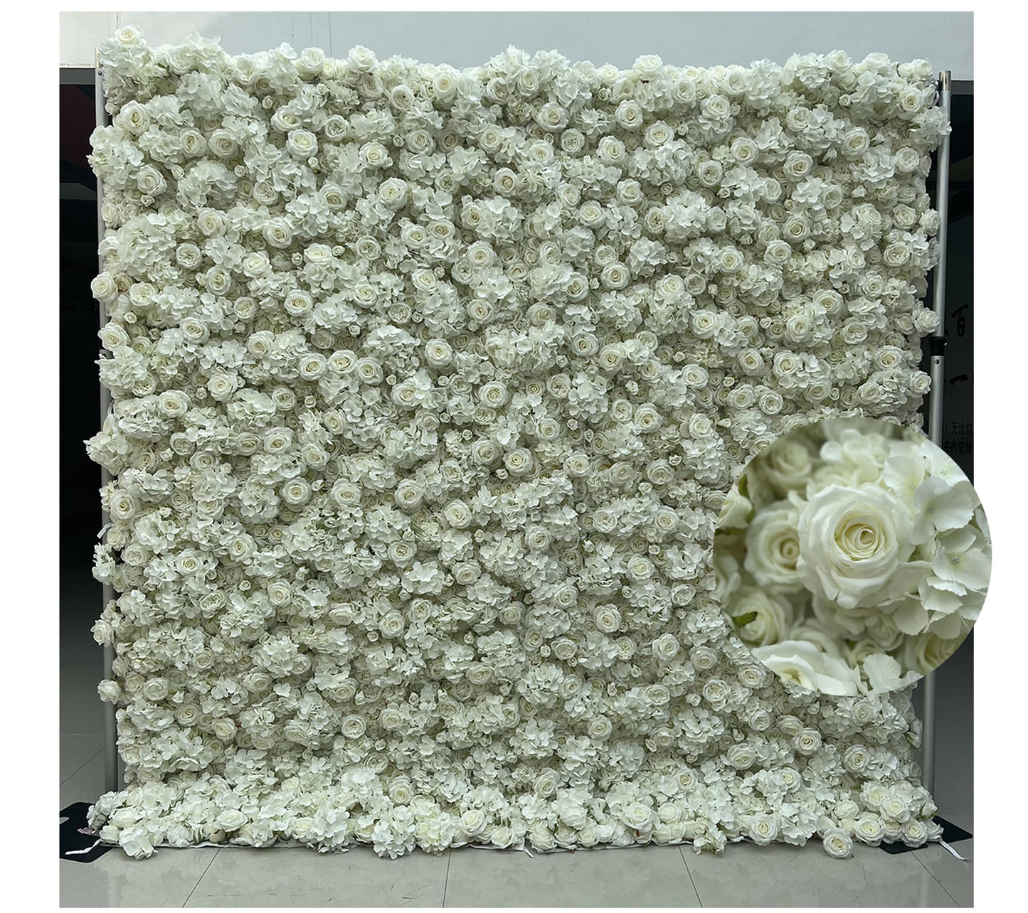 8Ft*8Ft 3D Flower Wall Backdrop with Aluminum Tube Stand, Romantic Wedding Party Decoration Flower Wall For Weddings,Anniversary, Showers,Parties,Events,Rental Business