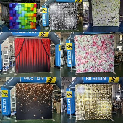 Photo Booth Backdrop with Aluminum Tube Stand and Portable Carry Bag Photography Background Wedding Backdrops Sequin Backdrop for Wedding Brithday Christmas Holiday Party Decor Rent
