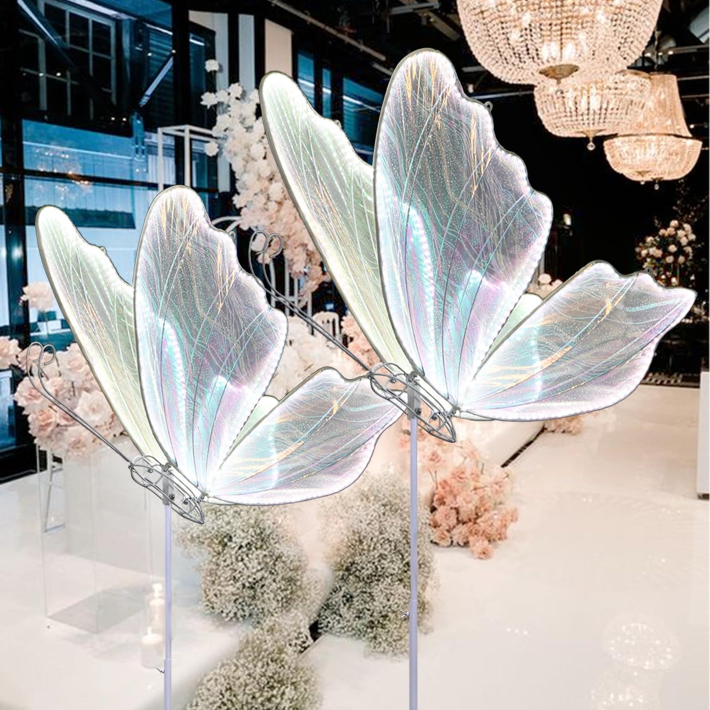 Wedding Butterfly Floor Lamp Decoration, LED Romantic Elegant Decoration Props for Wedding Party Birthday Decor Rental Business