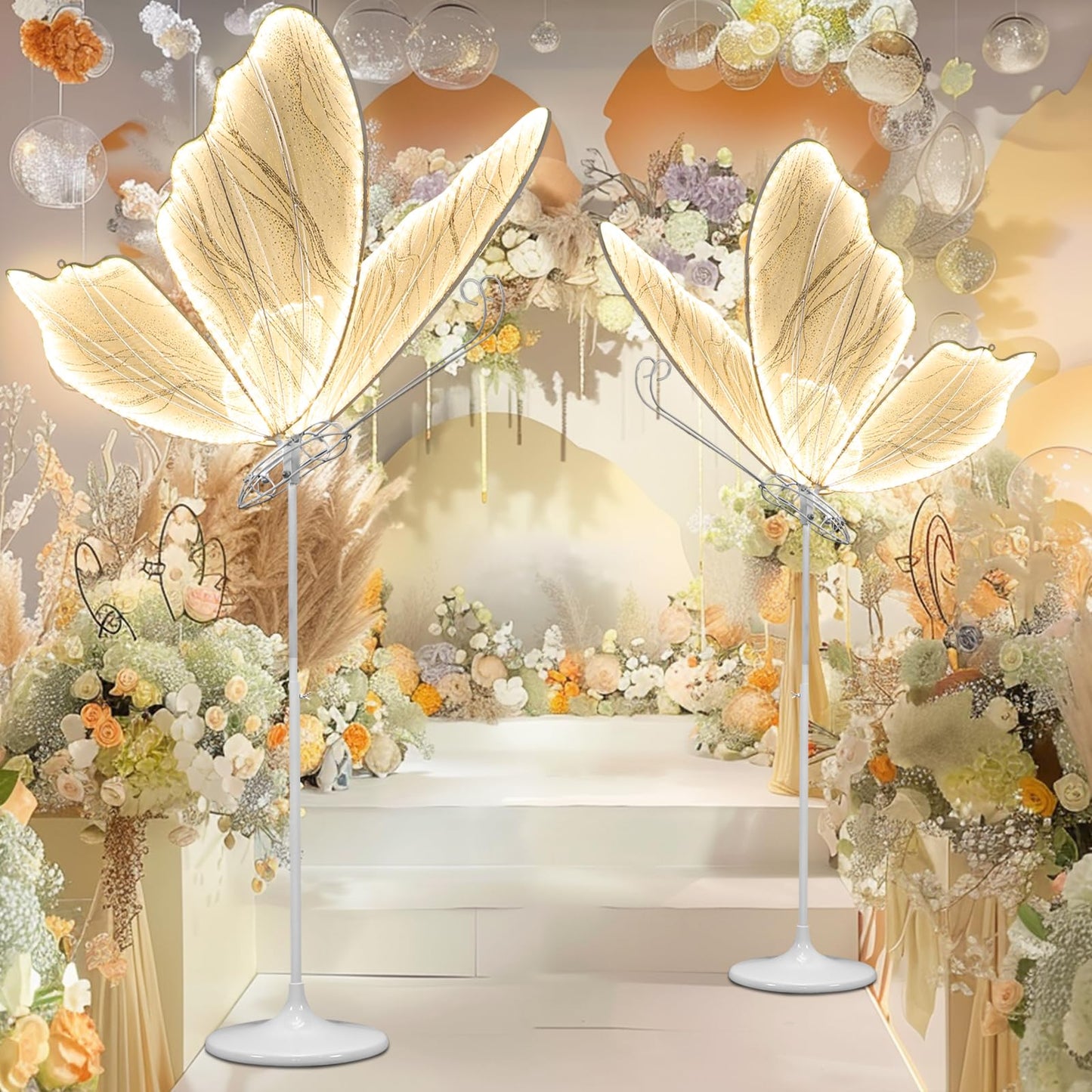 Wedding Butterfly Floor Lamp Decoration, LED Romantic Elegant Decoration Props for Wedding Party Birthday Decor Rental Business