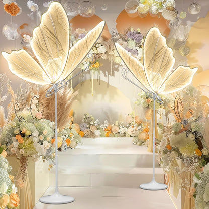Wedding Butterfly Floor Lamp Decoration, LED Romantic Elegant Decoration Props for Wedding Party Birthday Decor Rental Business