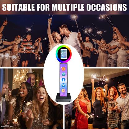 Photo Booth for IPad 10.2" 10.9" 11" 12.9" Shell Stand Selfie Photobooth Machine with Custom Logo Ring Light Remote Control and Flight Case for Events Wedding Parties Rental