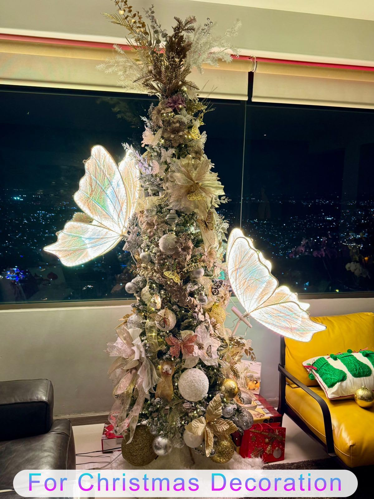 Wedding Butterfly Floor Lamp, 2024 LED Romantic Elegant Decoration Butterfly Floor lamp Decoration Props for Wedding Party Birthday Rental Business (White, 60 cm/23.6 in & 2PCS)