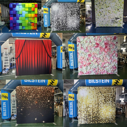 8ft  Photo Booth Backdrop with Aluminum Tube Stand and Portable Carry Bag, Photography Background for Wedding Brithday Christmax