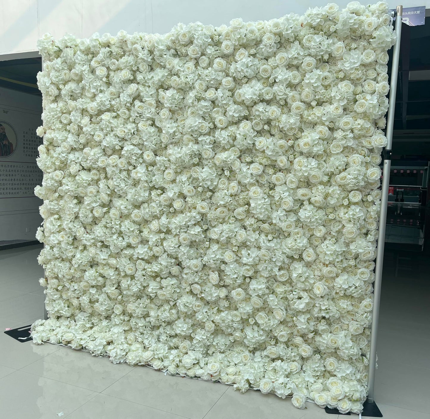 8Ft*8Ft 3D Flower Wall Backdrop with Aluminum Tube Stand, Romantic Wedding Party Decoration Flower Wall For Weddings,Anniversary, Showers,Parties,Events,Rental Business