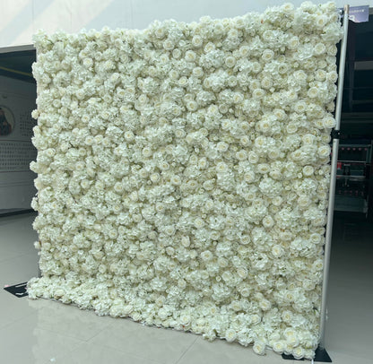 8Ft*8Ft 3D Flower Wall Backdrop with Aluminum Tube Stand, Romantic Wedding Party Decoration Flower Wall For Weddings,Anniversary, Showers,Parties,Events,Rental Business