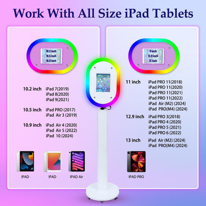 Portable iPad Photo Booth Stand with RGB Ring Light