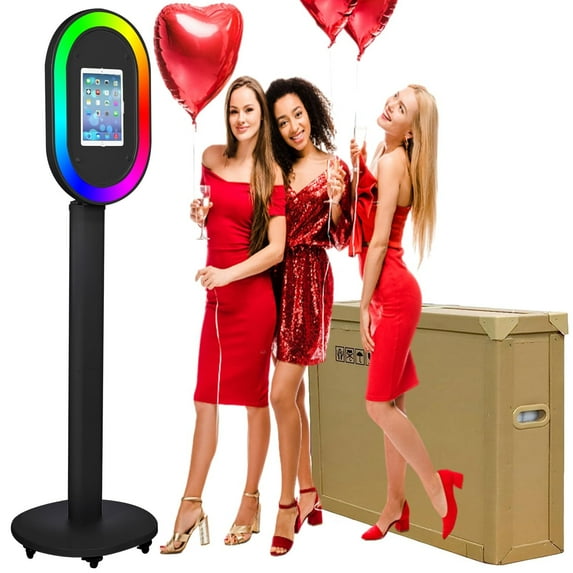 Portable iPad Photo Booth Stand with RGB Ring Light - Compatible with 10.2" to 13" iPad Pro/Air
