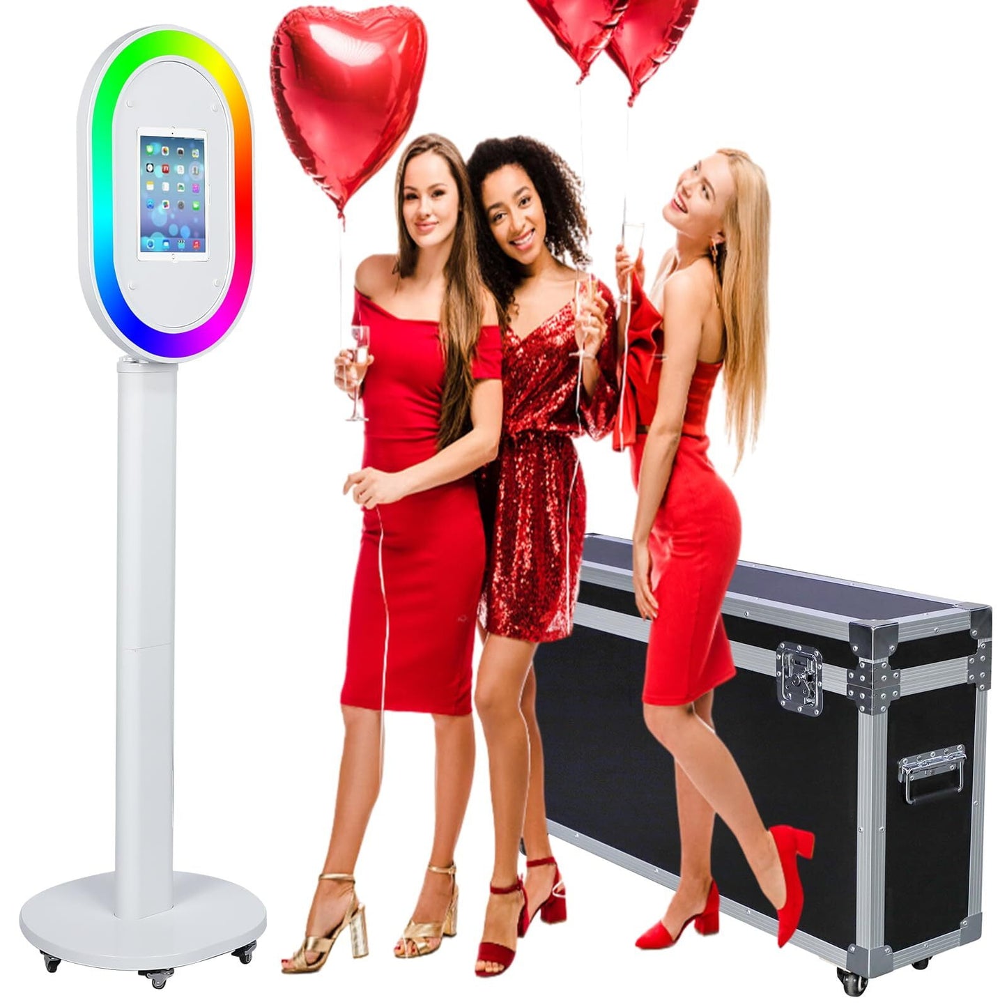 Portable iPad Photo Booth Stand with RGB Ring Light