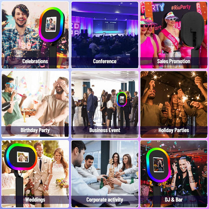 Portable iPad Photo Booth Stand with RGB Ring Light - Compatible with 10.2" to 13" iPad Pro/Air