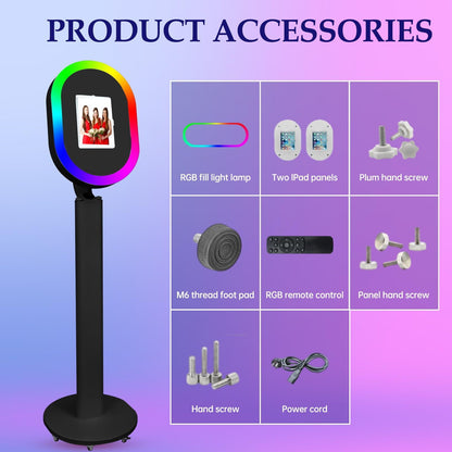 Portable iPad Photo Booth Stand with RGB Ring Light - Compatible with 10.2" to 13" iPad Pro/Air