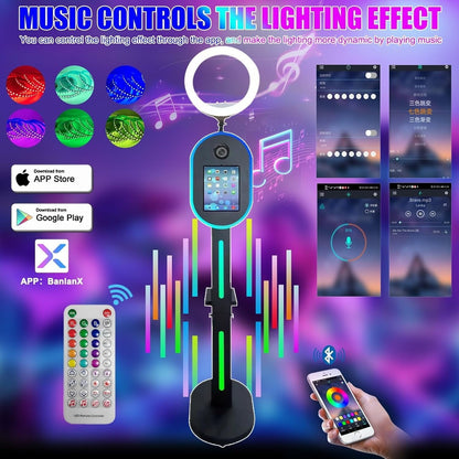 Pro Party Photo Booth with APP/RGB Music Lights - iPad & Camera Dual-Use