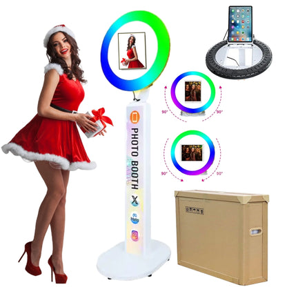 ROOMEDAL Upgraded iPad Photo Booth for iPad 10.2''10.9''11''12.9''Selfie Photo booth Machine ,Free Custom Logo,with RGB Ring Light  for Parties Christmas,Wedding Events Rental