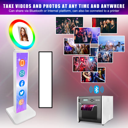 ROOMEDAL Portable iPad Photo Booth, Metal Shell Selfie photobooth Machine for 12.9'' iPad with RGB Ring Light,Free Custom Logo,Remote Control,Flight Case,for Parties,Wedding,Exhibition,Rental Business