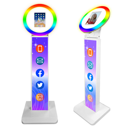 ROOMEDAL Portable iPad Photo Booth, Metal Shell Selfie photobooth Machine for 12.9'' iPad with RGB Ring Light,Free Custom Logo,Remote Control,Flight Case,for Parties,Wedding,Exhibition,Rental Business